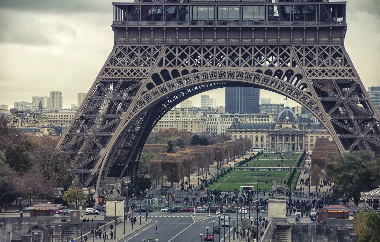 Фото обои Франция, Париж, вид, Эйфелева башня