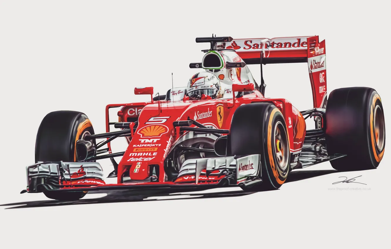 Фото обои Ferrari, Digital Art, Sebastian Vettel