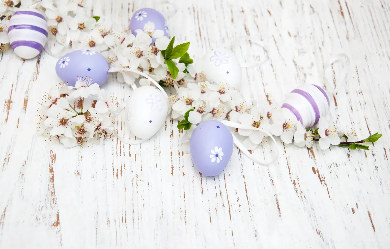 Фото обои цветы, яйца, colorful, Пасха, happy, wood, blossom, flowers