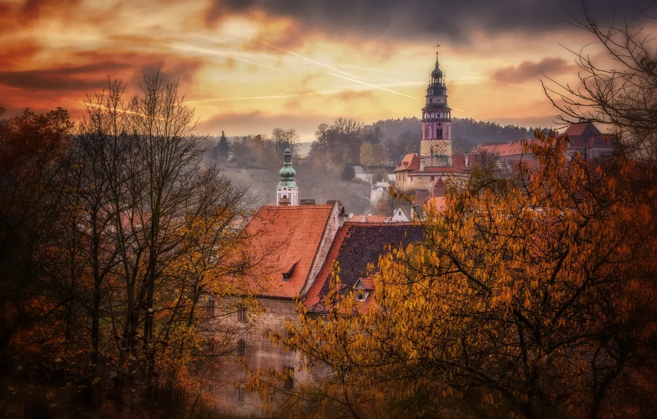 Фото обои осень, город, Чехия, Český Krumlov, Чески-Крумлов