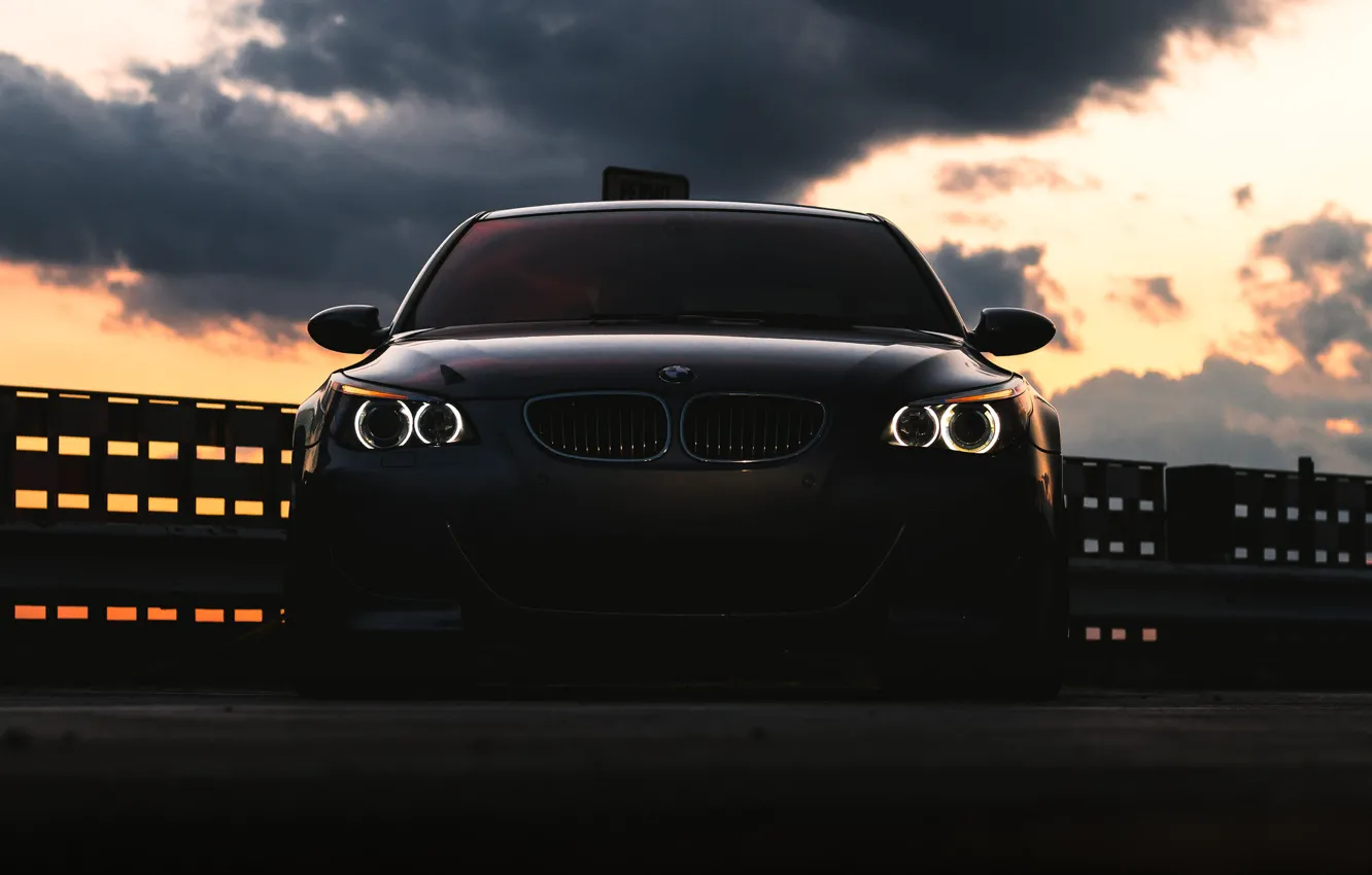Фото обои BMW, Light, E60, Silver, Angel eyes
