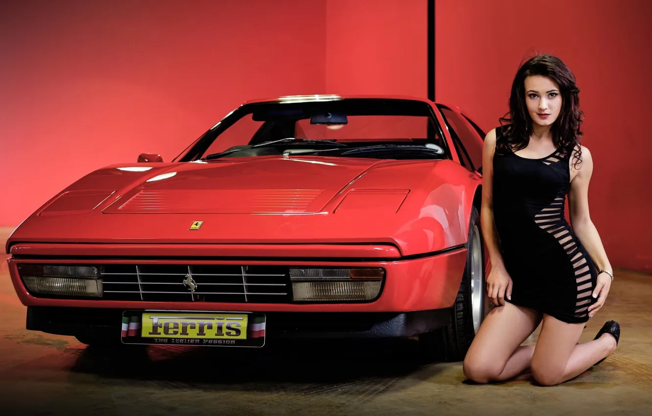 Фото обои car, woman, young, beautiful, model, brunette, long-haired, charming