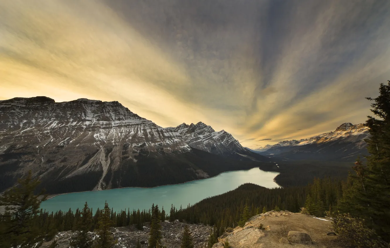 Фото обои лес, природа, озеро, гора, lake, canada, national park, banff