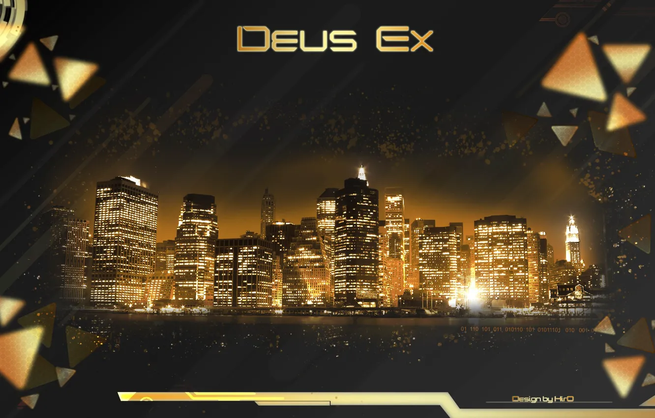 Фото обои город, огни, фрагменты, human revolution, deus ex