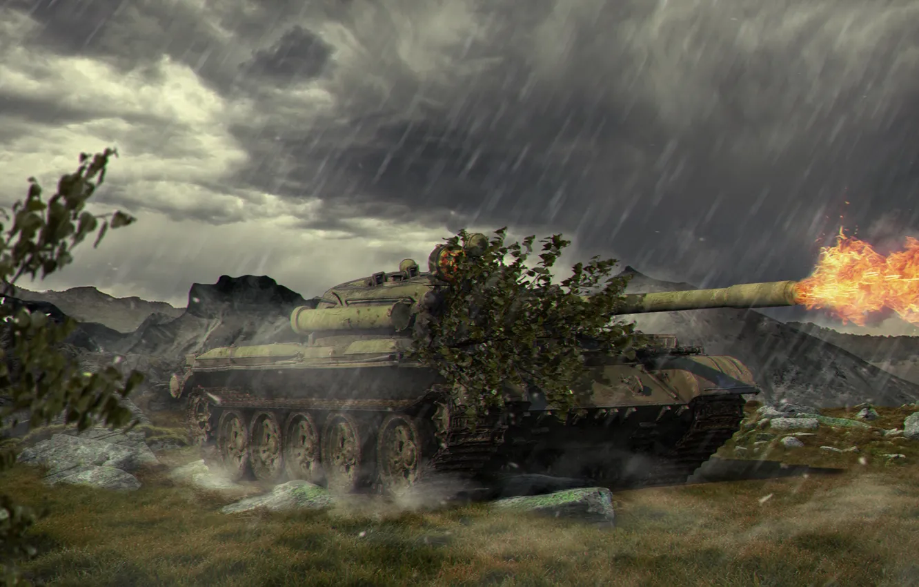 Фото обои Игры, game, Танк, weapon, world of tanks, tank, Мир Танков, Т-55