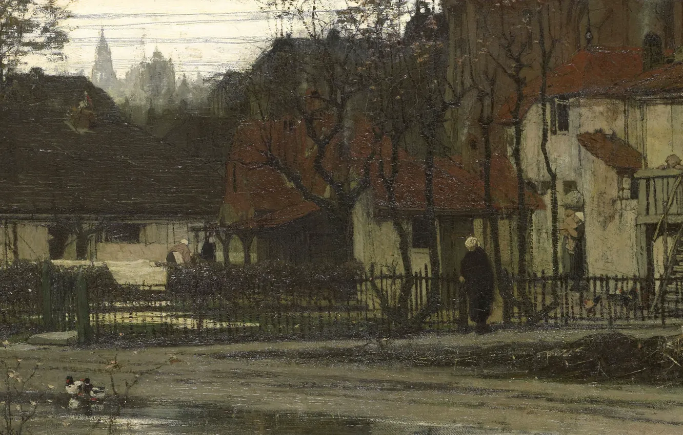 Фото обои масло, картина, холст, 1863, Вид на город, Matthijs Maris, Маттейс Марис