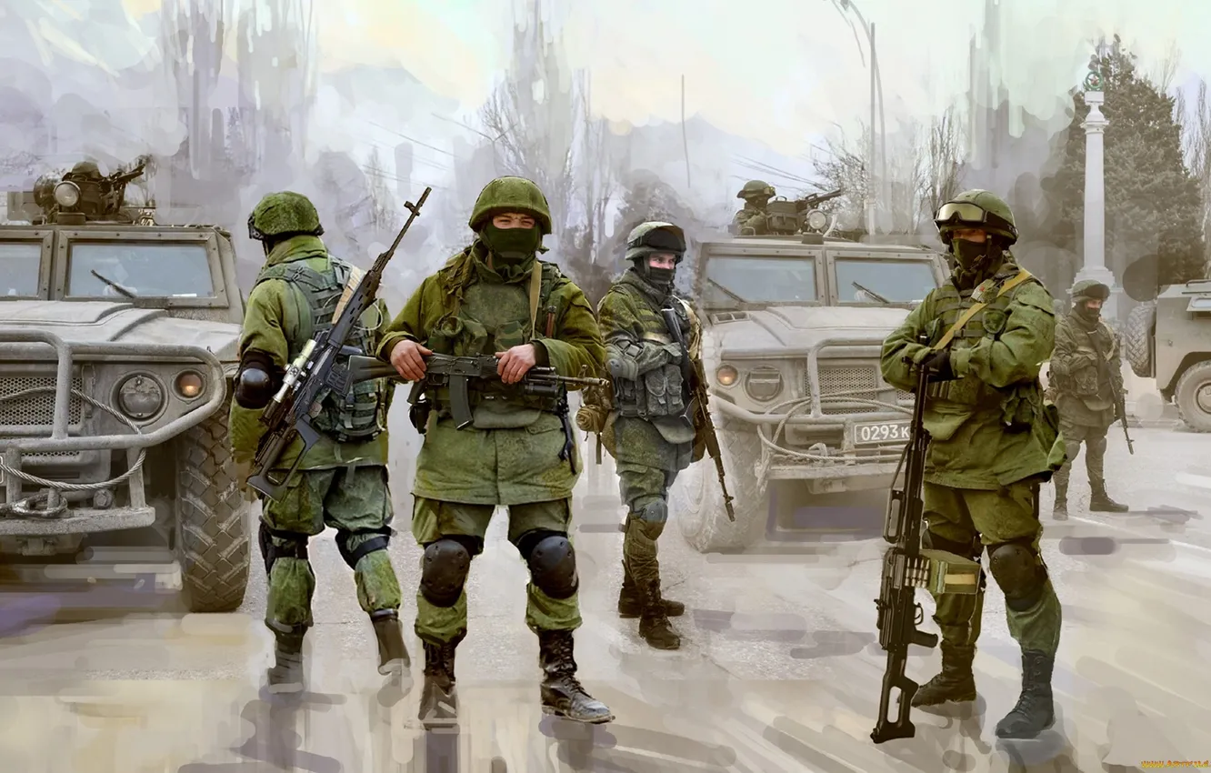 Фото обои soldier, weapon, helmet, military uniform