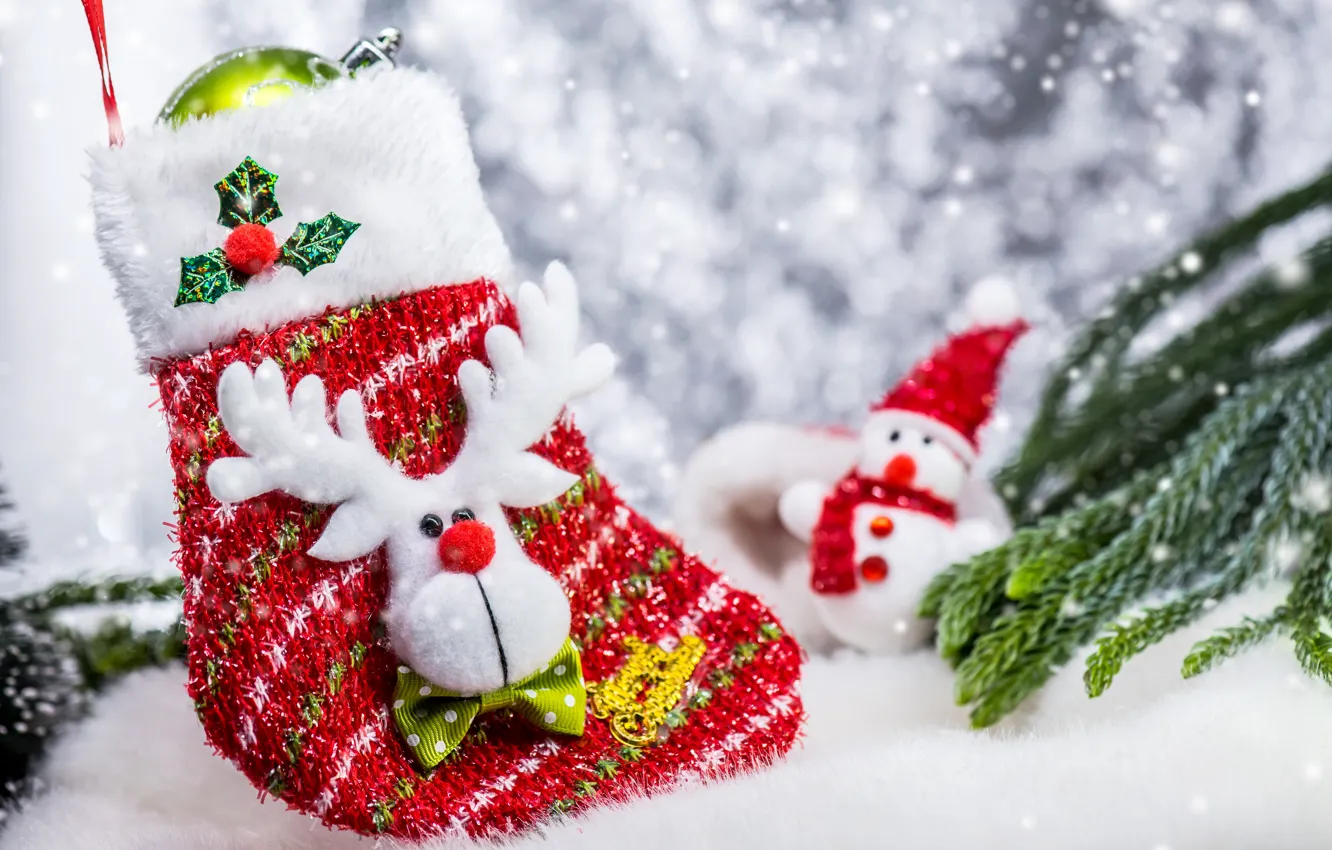 Фото обои зима, снег, снежинки, Новый Год, Рождество, снеговик, happy, Christmas