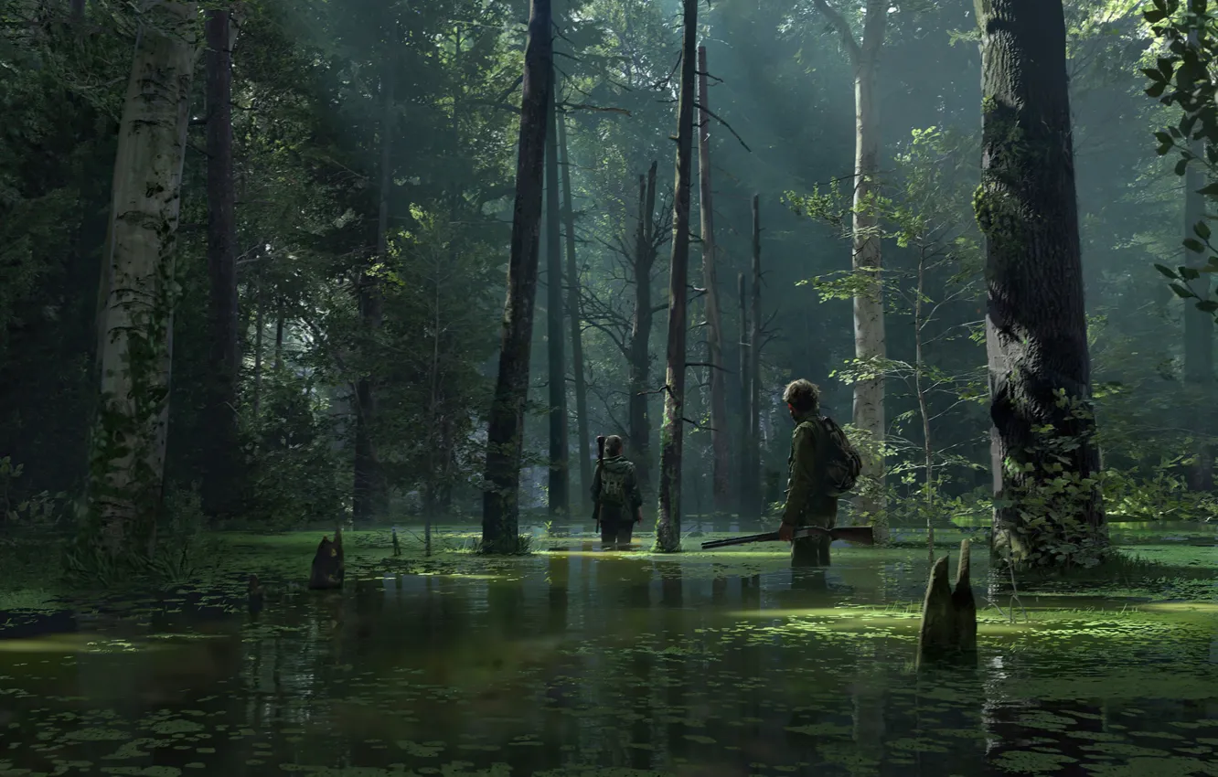Фото обои природа, green, болото, forest, топи, Одни из нас Часть 2, The Last Of Us 2, …
