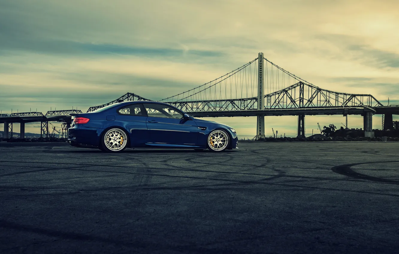 Фото обои мост, бмв, BMW, side, blue, E92