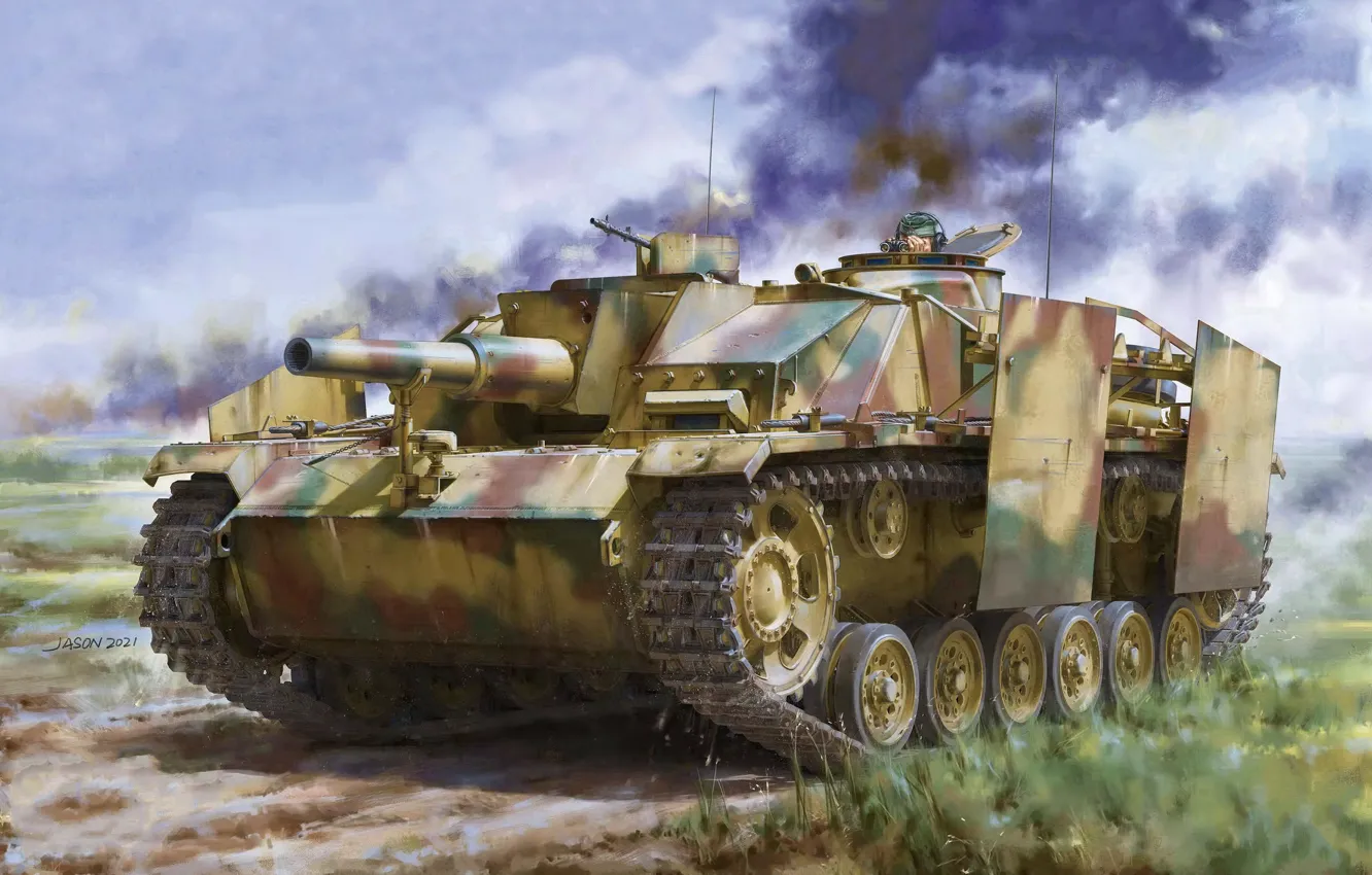 Фото обои Германия, Panzerwaffe, Бронетехника, Штурмовое орудие, StuH 42