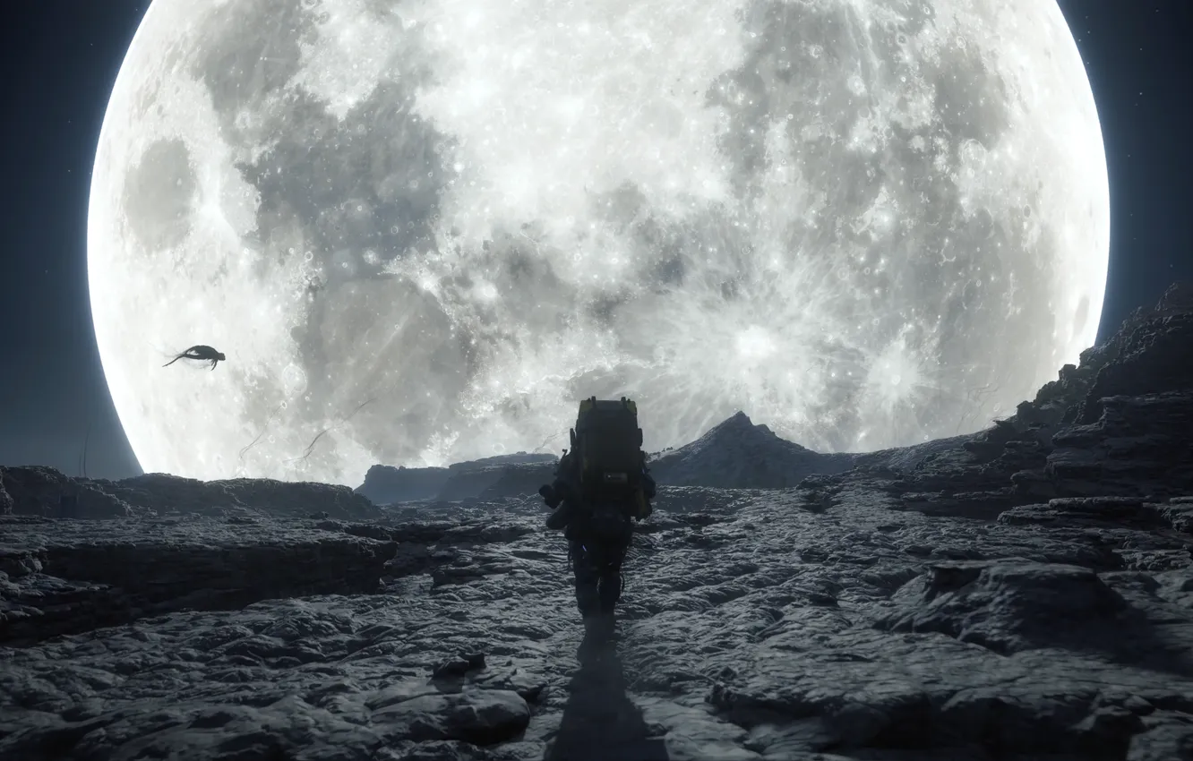 Фото обои moon, night, creature, trailer, screenshot, Death Stranding 2, Sam Bridges