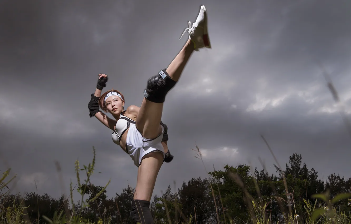 Фото обои девушка, удар, азиатка