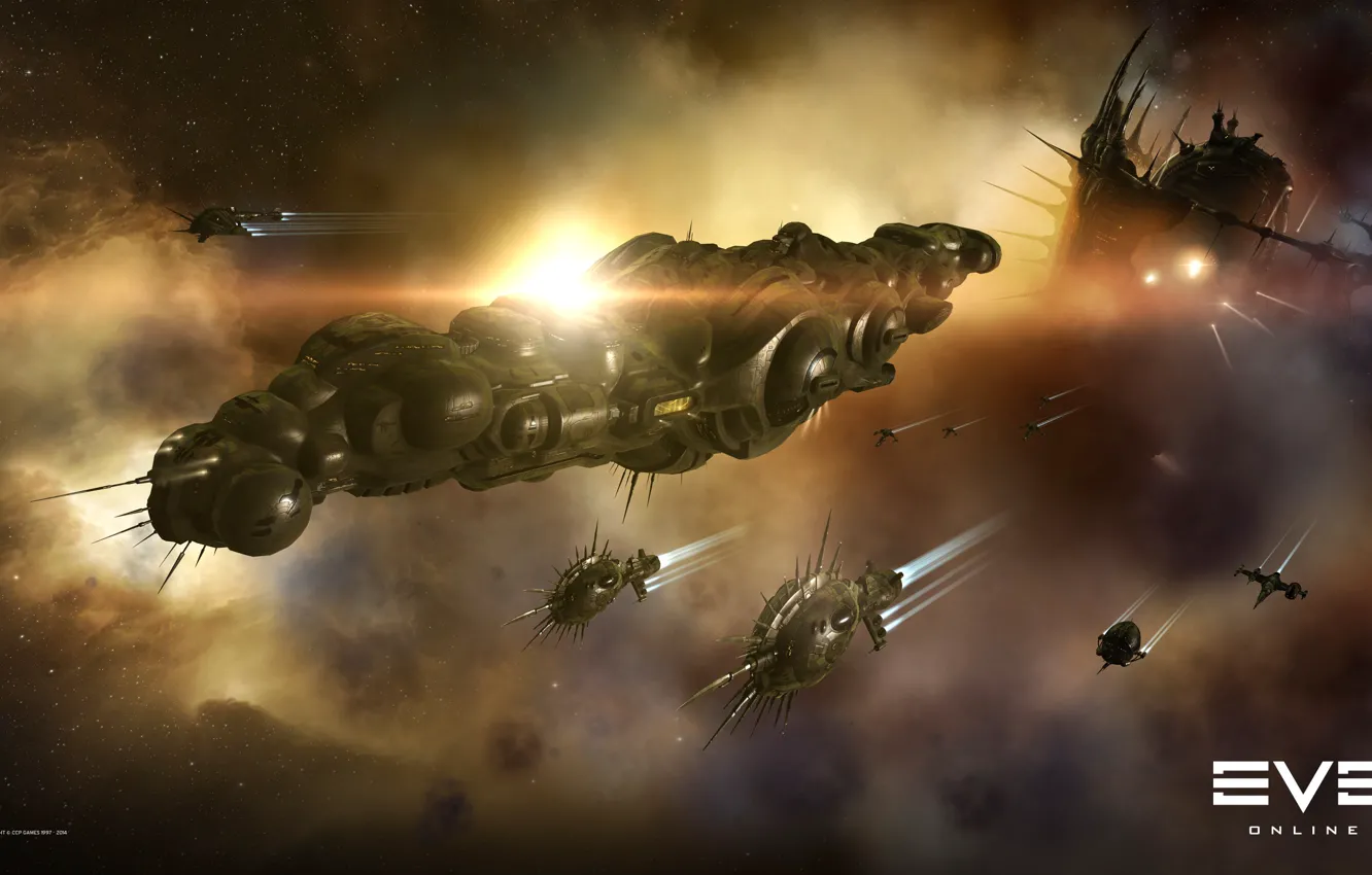 Фото обои туманность, станция, Космос, space, космический корабль, eve online, space ship, космоопера