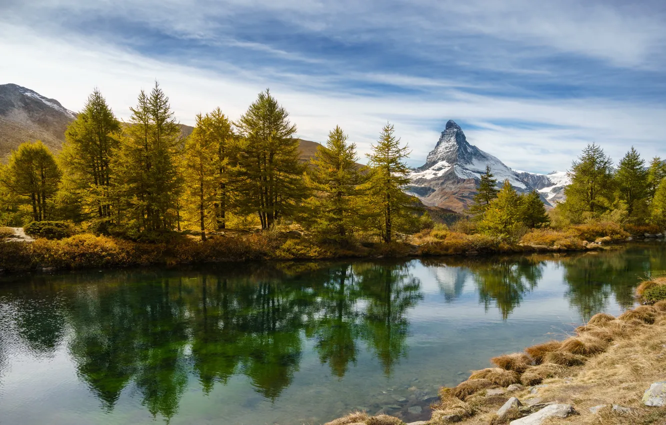 Фото обои Switzerland, Canton of Valais, Matterhorn im Herbst, Findeln