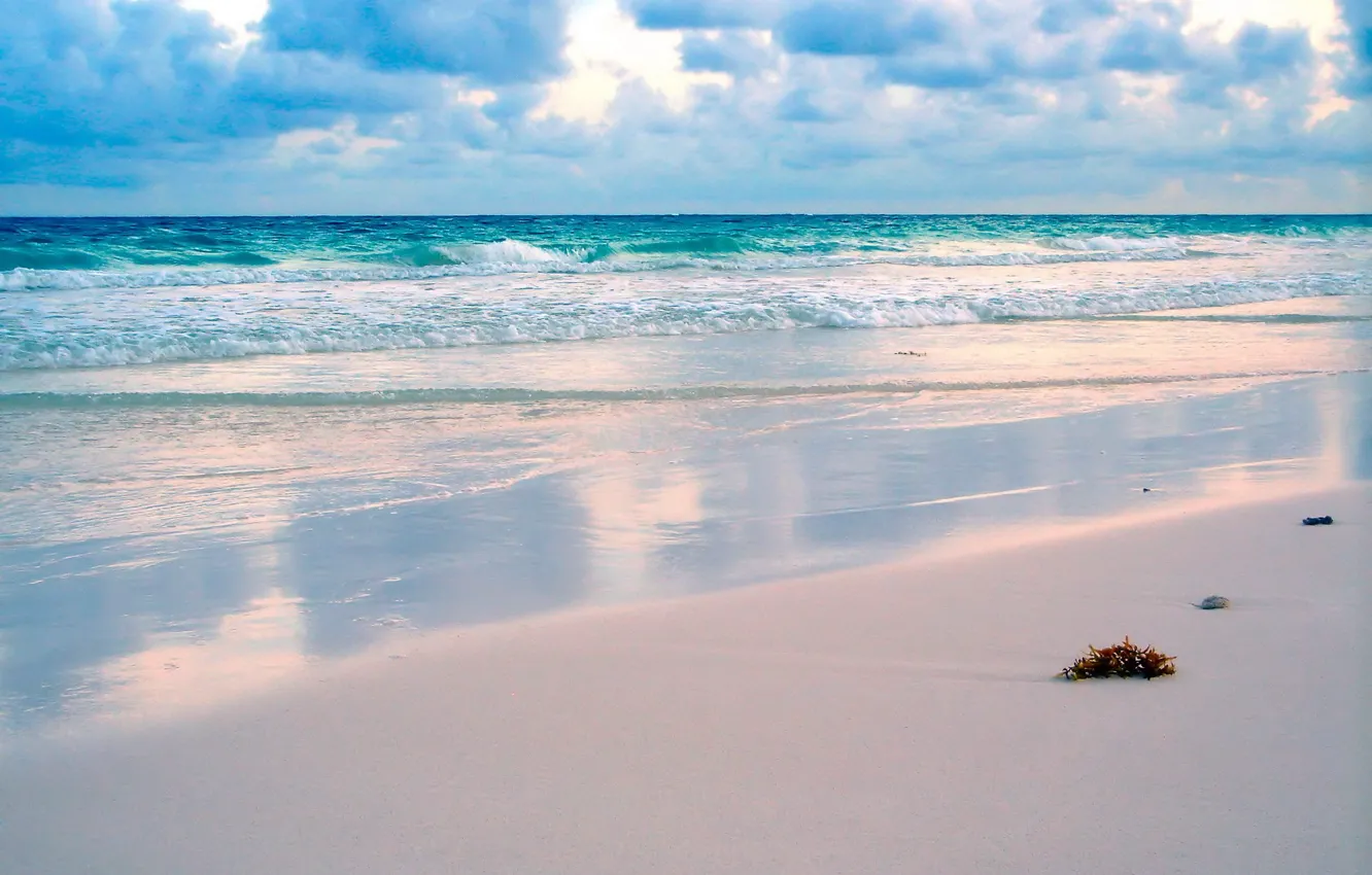 Фото обои песок, волны, Пляж