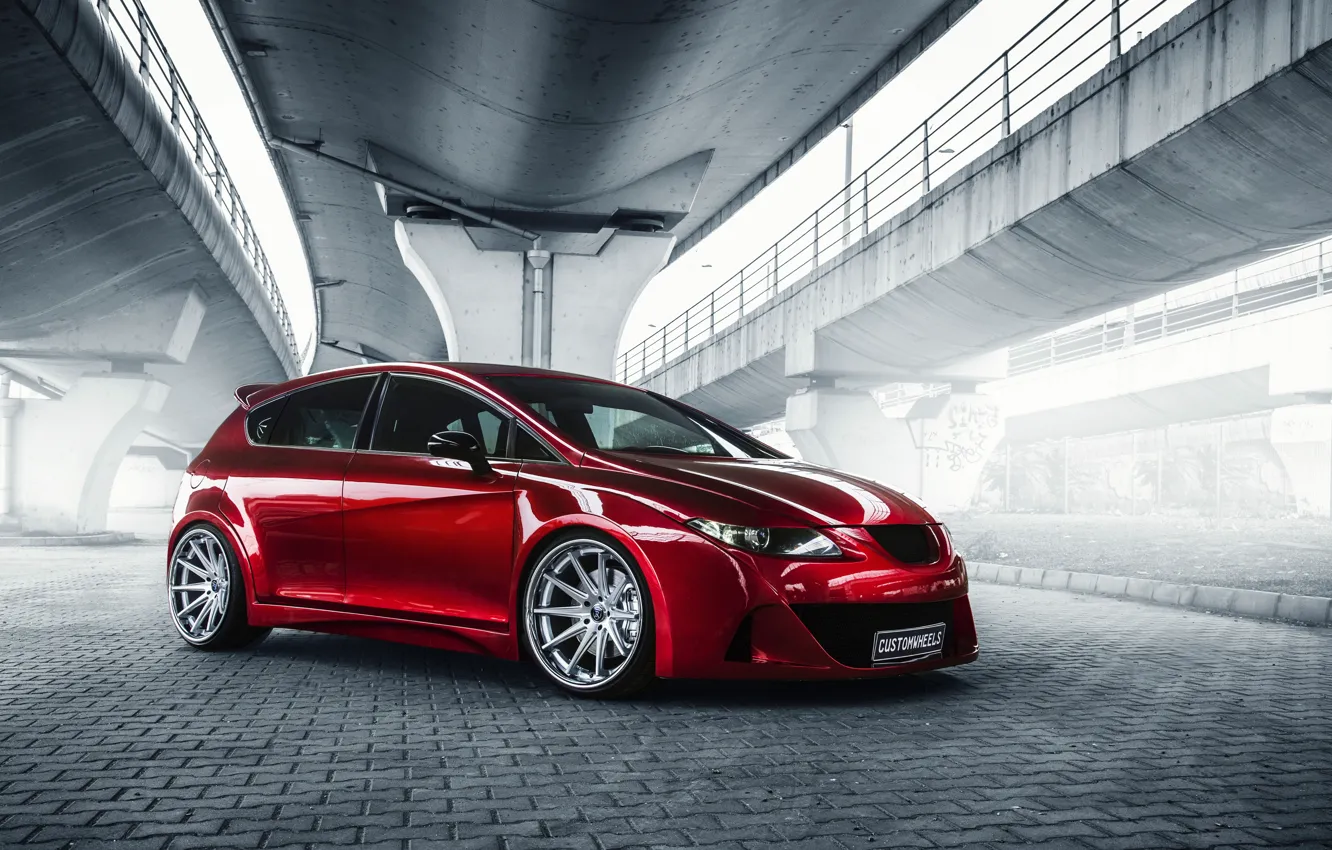 Фото обои car, red, tuning, Seat Leon