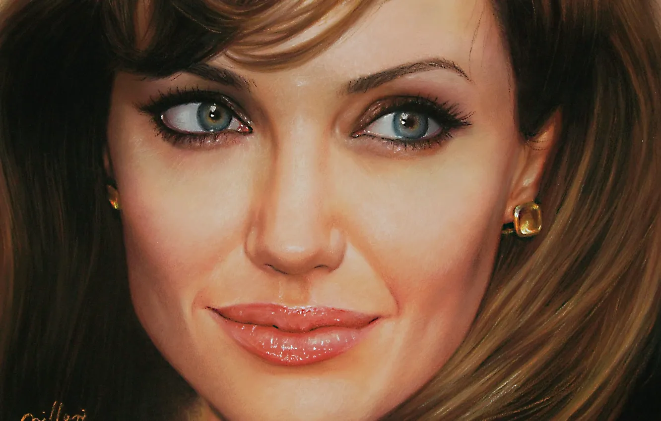 Фото обои лицо, актриса, Angelina Jolie, Анжелина Джоли