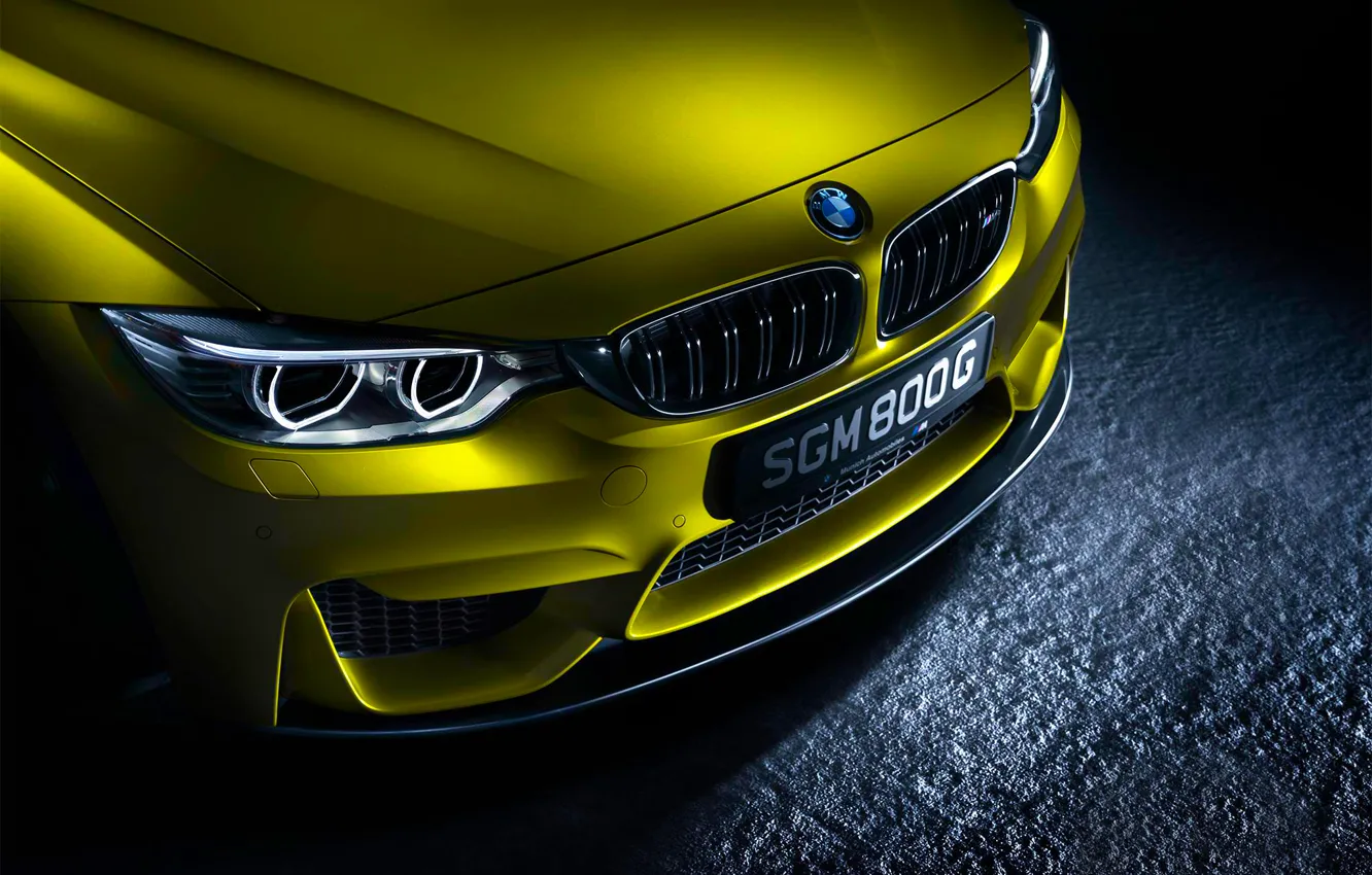 Фото обои BMW, German, Car, Front, Yellow, Ligth, Bimper