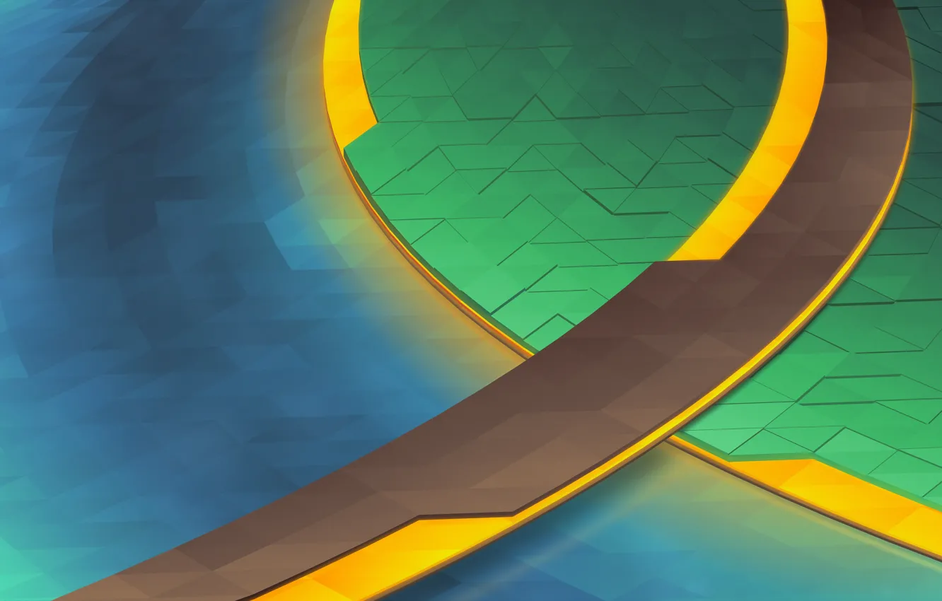 Фото обои Желтый, Синий, Зеленый, Линии, Абстракция, KDE, Треугольники, Plasma 5