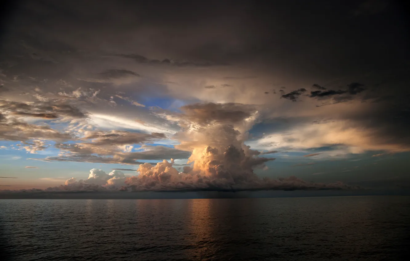 Фото обои море, гроза, небо, рябь, облако, туча, мрачно