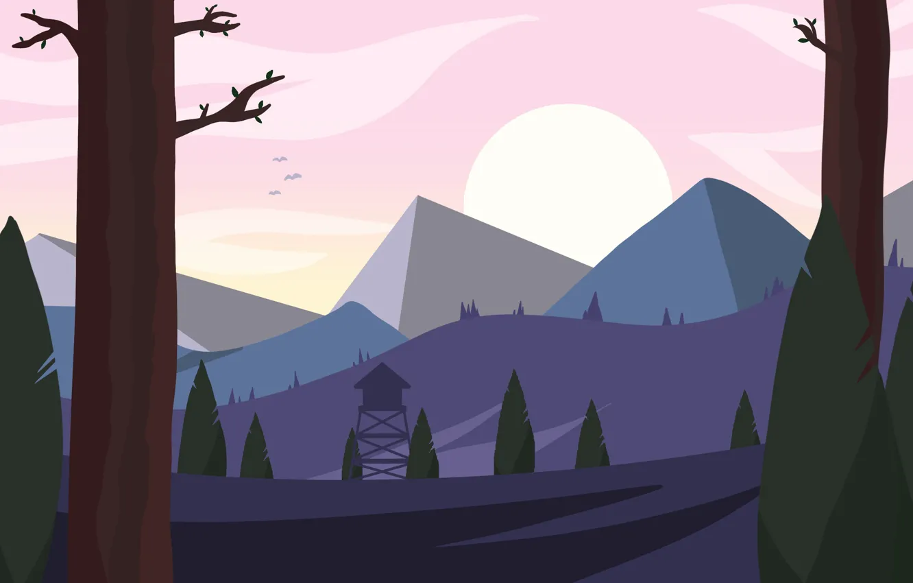 Фото обои пейзаж, горы, природа, восход