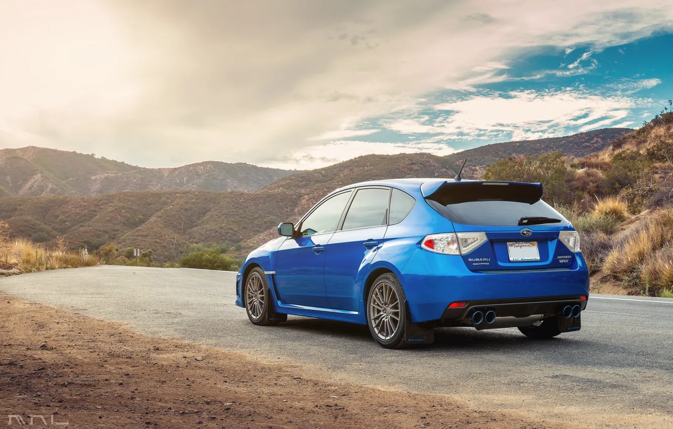 Фото обои Subaru, Impreza, WRX, синяя, гопы