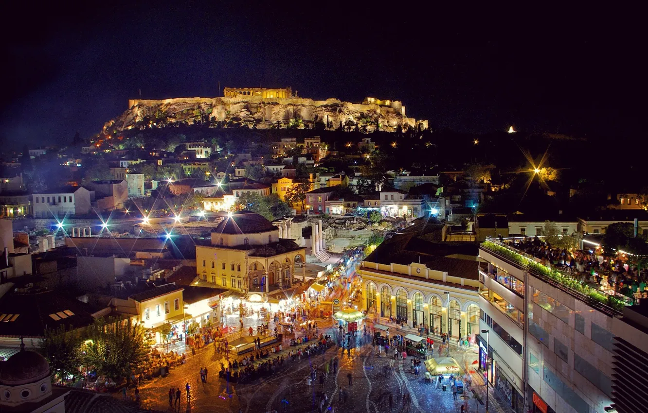 Фото обои ночь, Греция, night, Greece, Афины, Athens