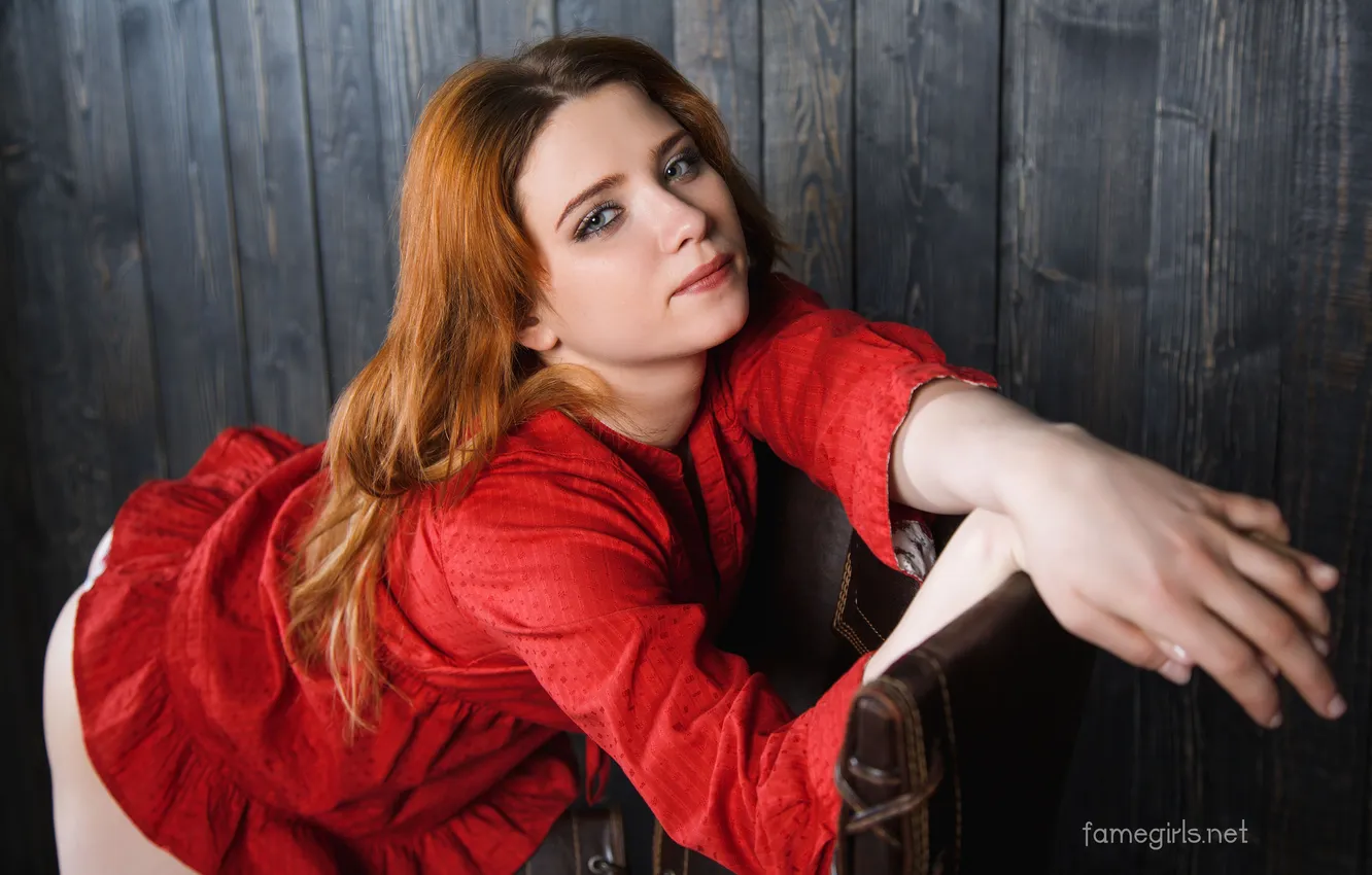 Фото обои Model, Redhead, Foxy, Famegirls, Red Blouse
