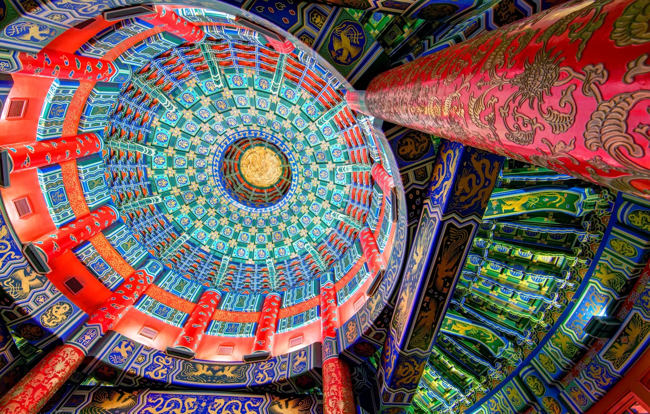Фото обои узор, краски, Китай, купол