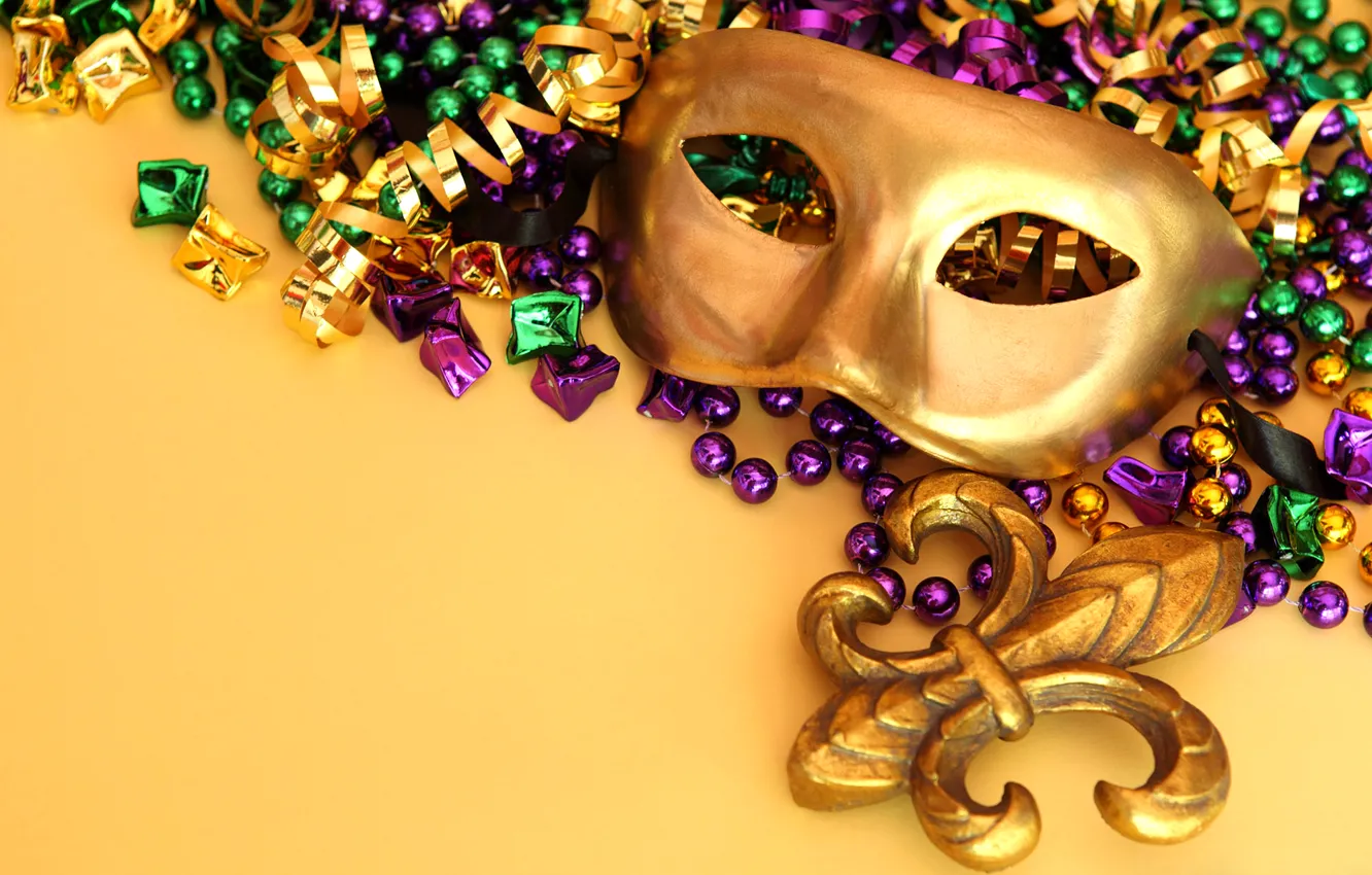 Фото обои украшения, цвет, маска, карнавал, серпантин