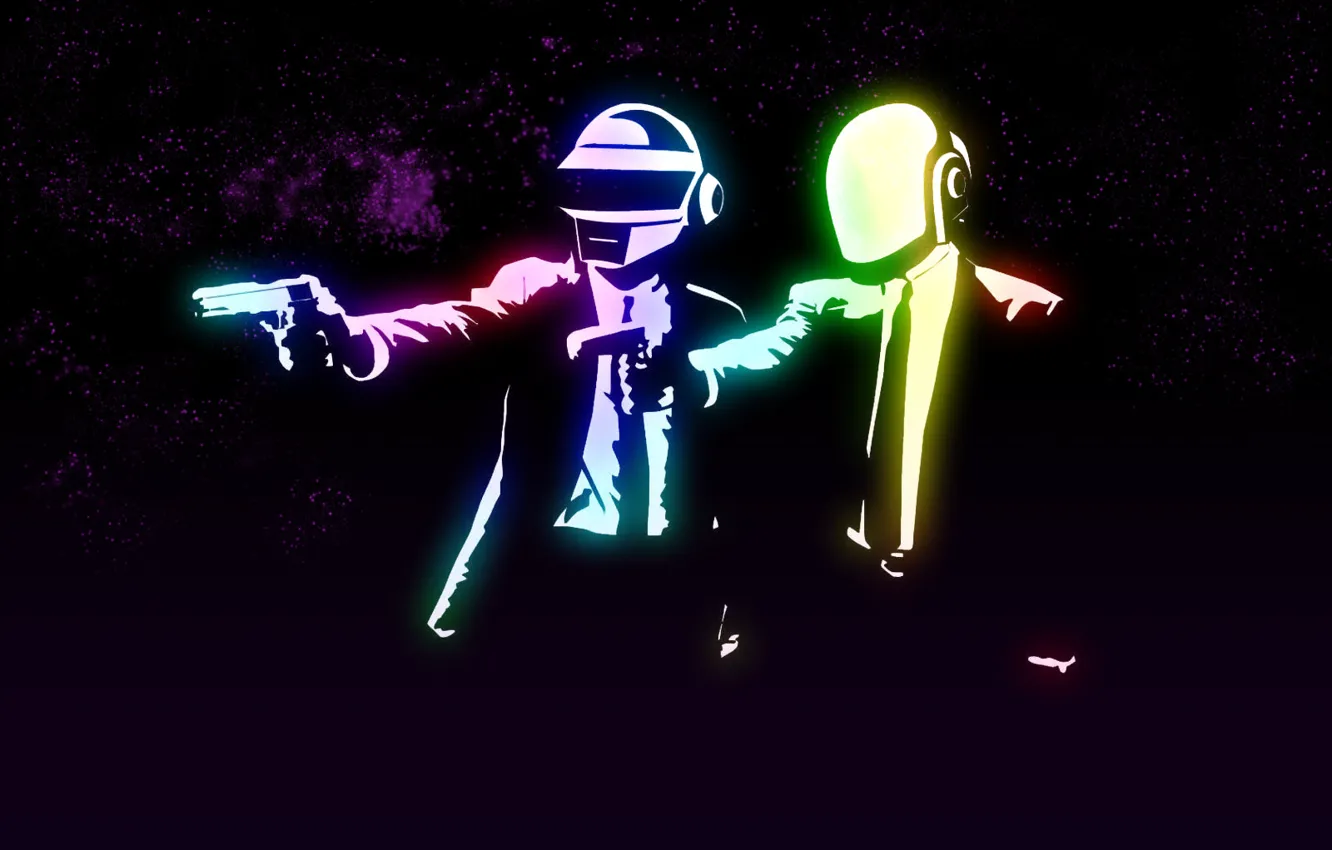 Фото обои музыка, оружие, краски, daft punk, криминальное чтиво