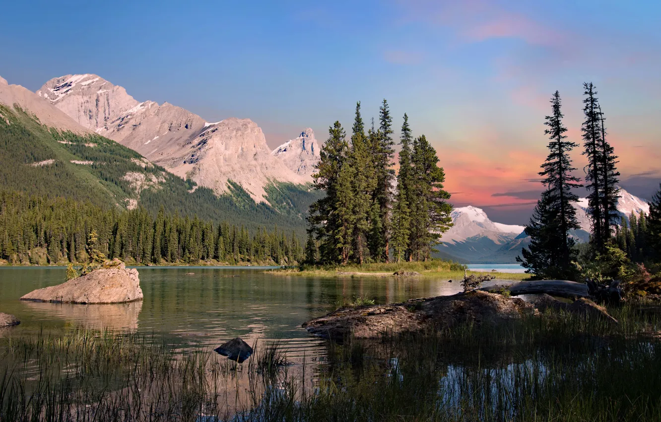Фото обои Canada, Jasper National Park, Maligne Lake, Spirit Island