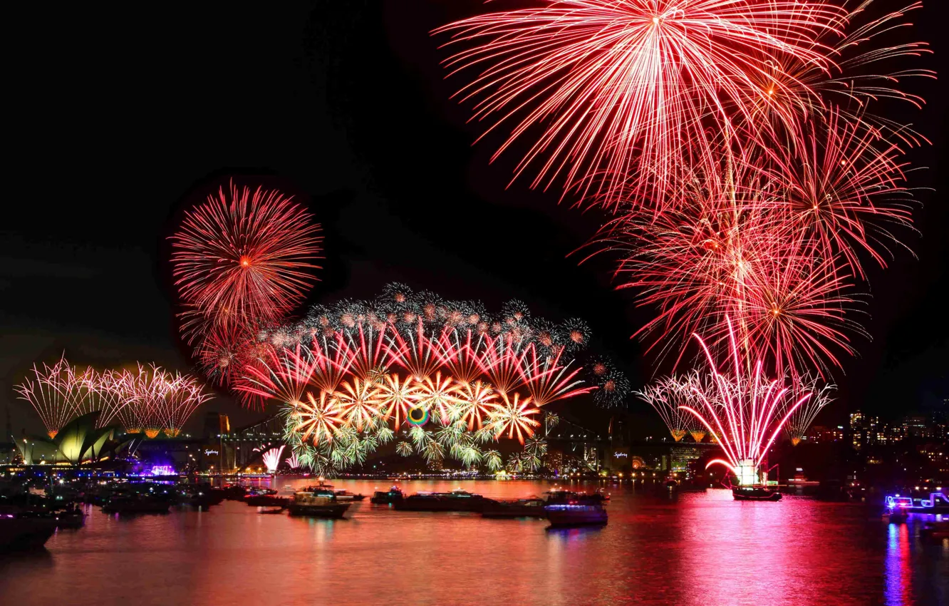 Фото обои new year, fireworks, sydney