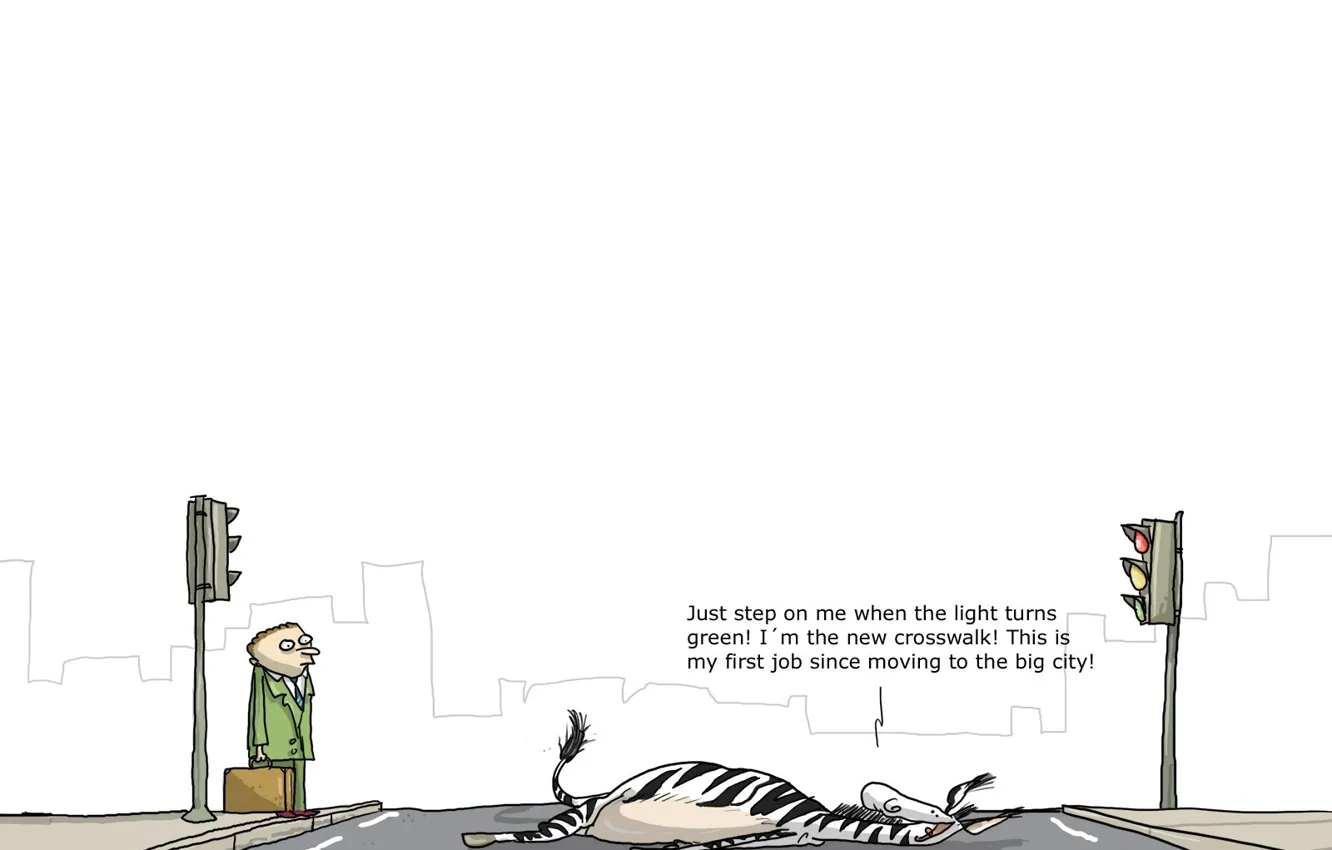 Фото обои юмор, Wulffmorgenthaler, зебра, переход, карикатура