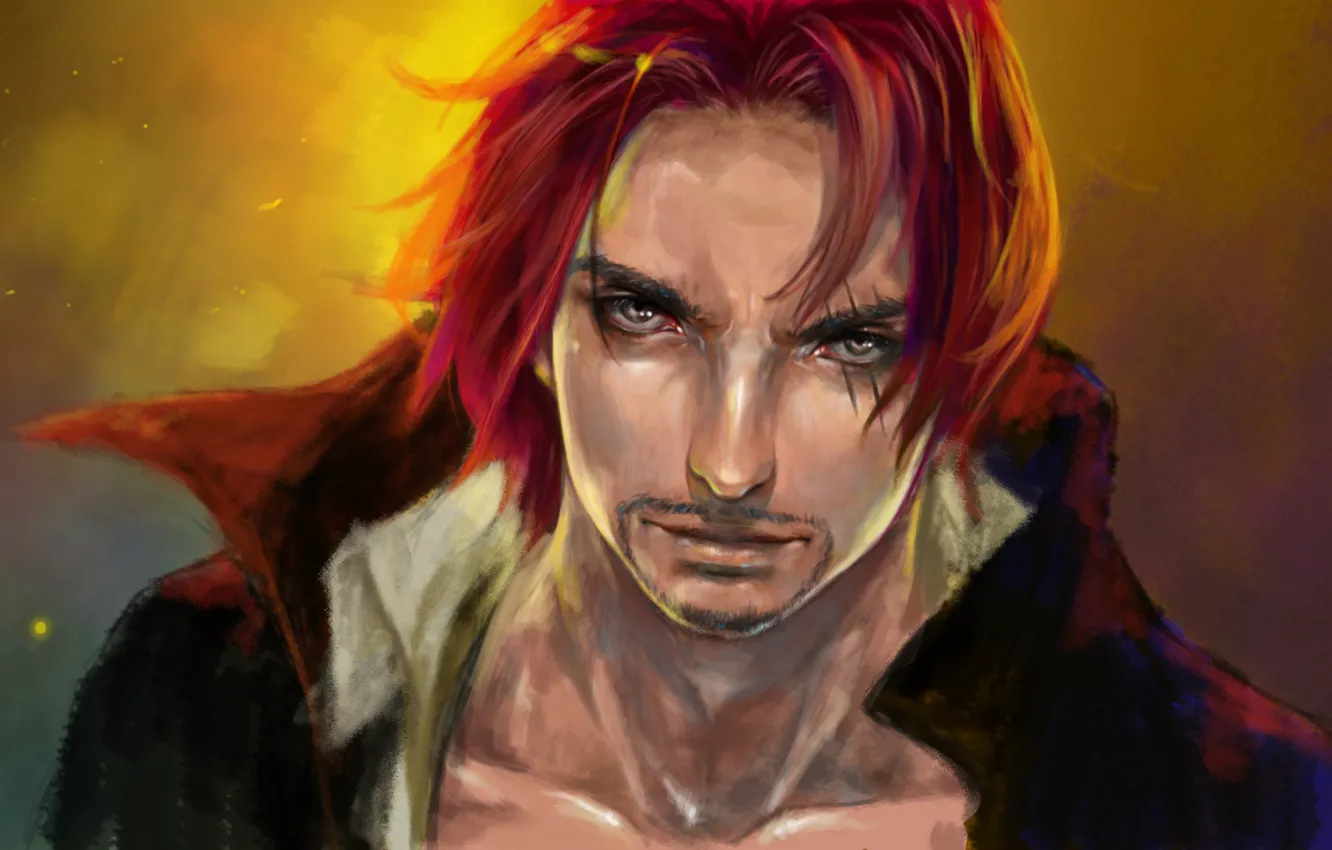 Фото обои взгляд, арт, парень, one piece, Shanks, большой куш