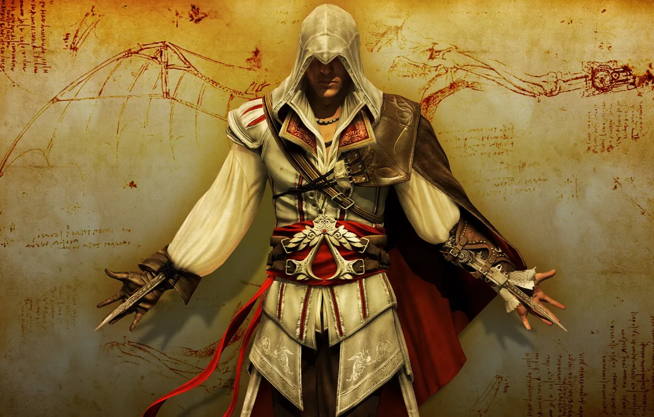Фото обои воин, Assasin's Creed 2, с ножами