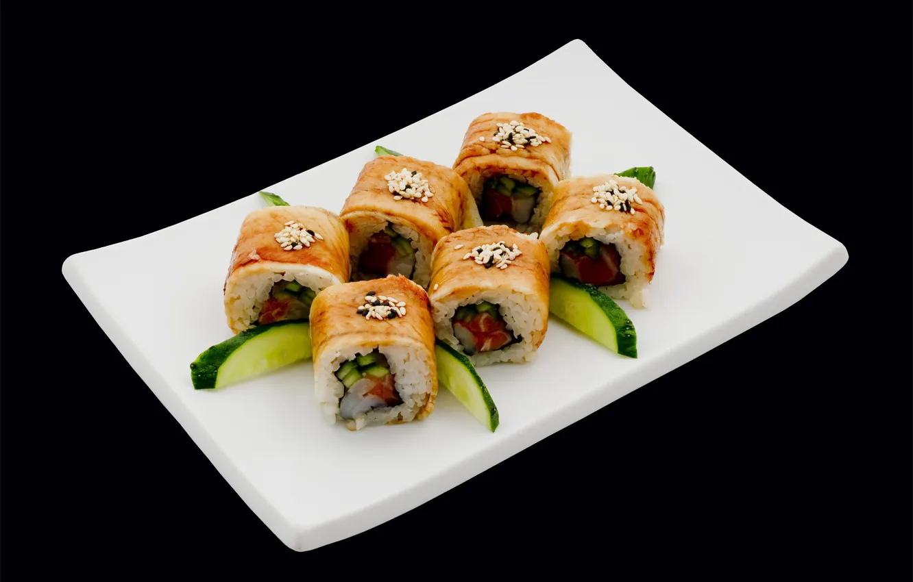 Фото обои суши, роллы, японская кухня, ролл