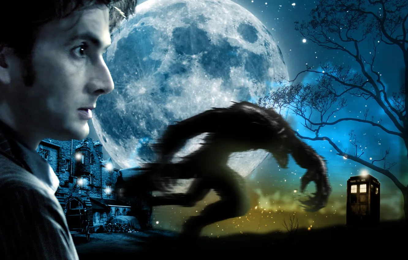 Фото обои звезды, ночь, лицо, дерево, луна, монстр, актер, профиль