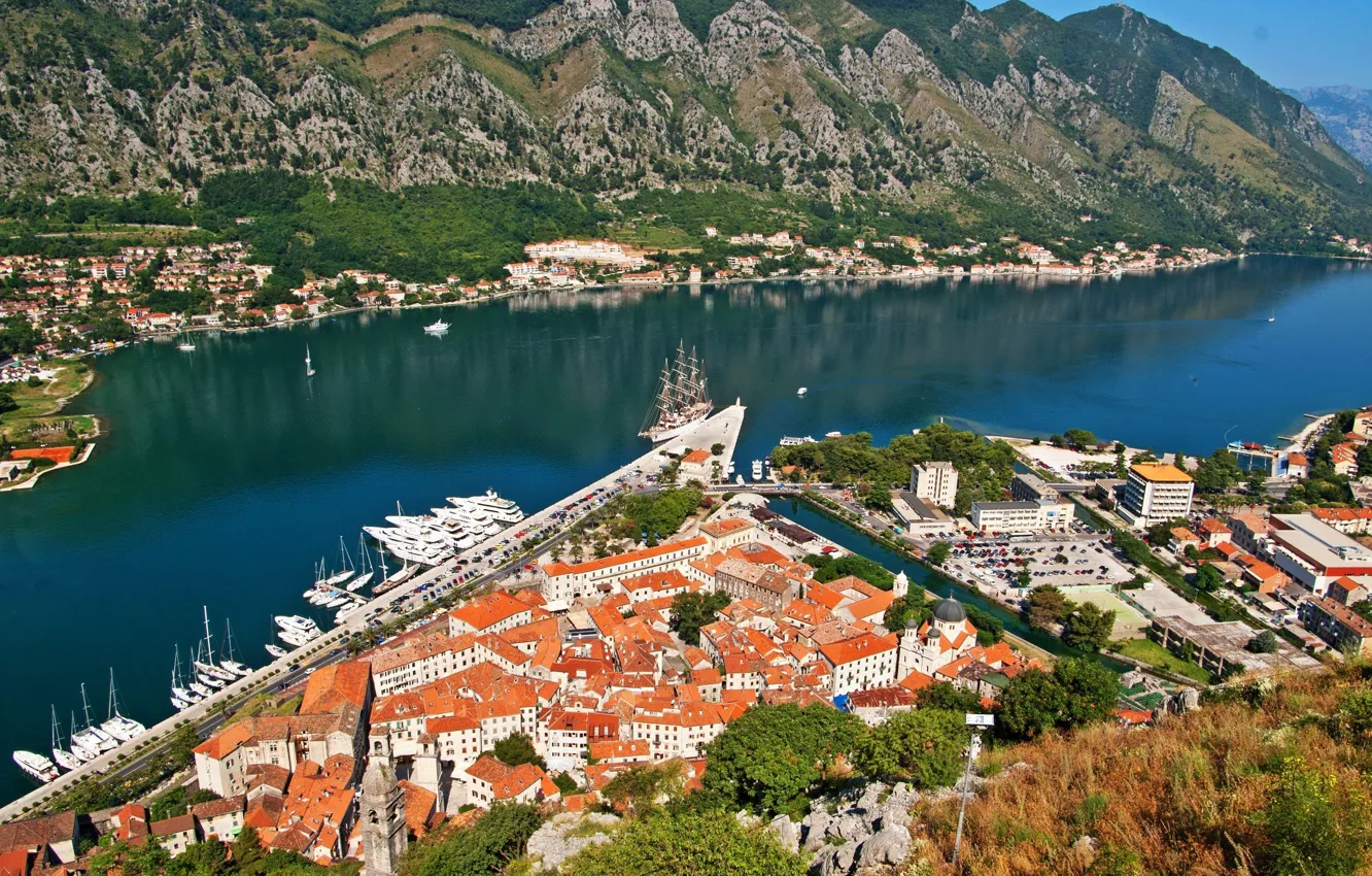 Фото обои old town, Montenegro, Kotor, Boka-Kotorska bay