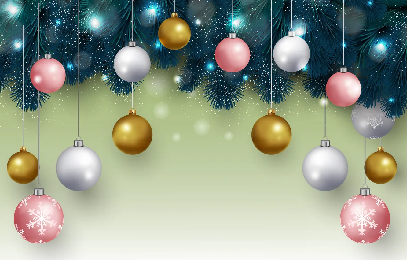 Фото обои праздник, шары, Новый год