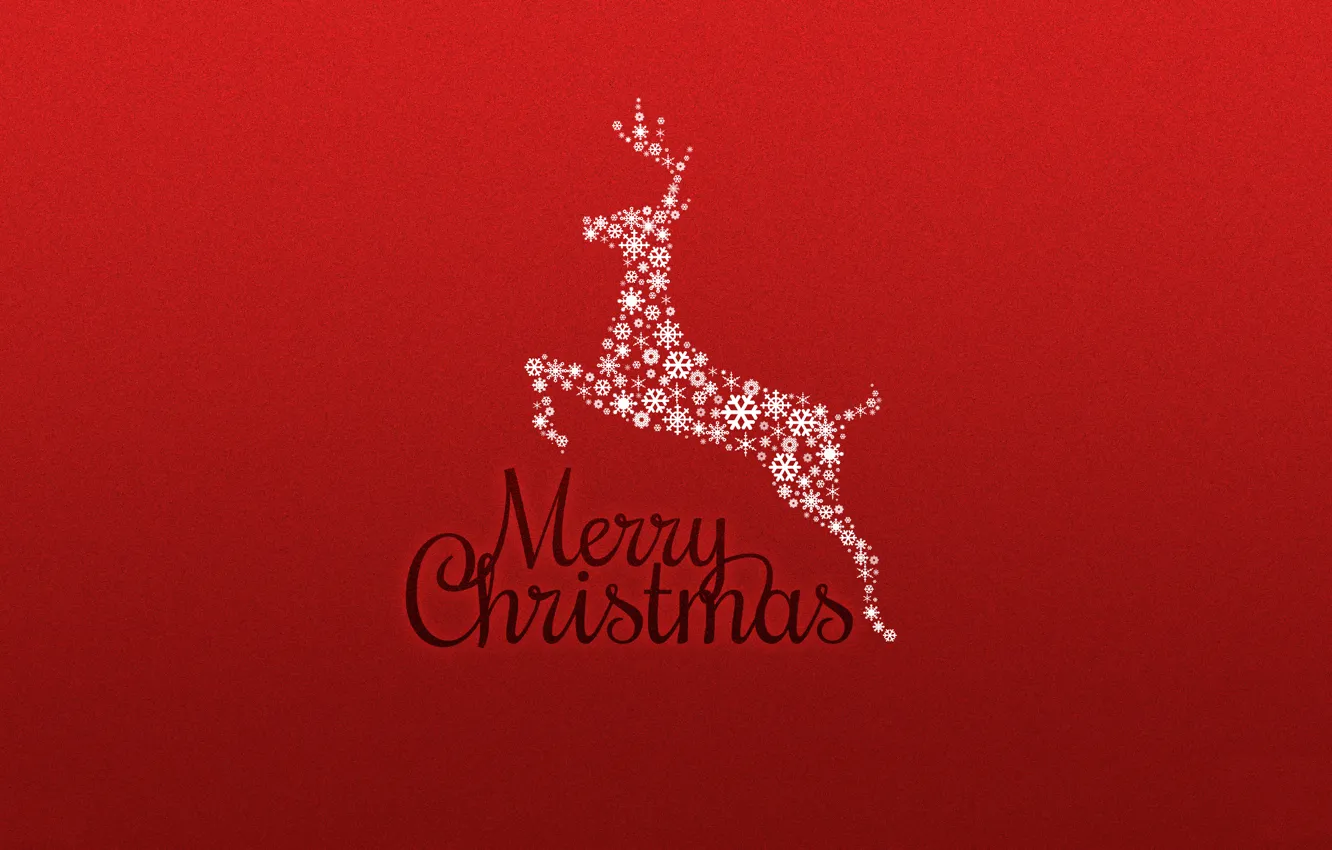 Фото обои красный, фон, новый год, рождество, минимализм, олень, праздники, merry christmas