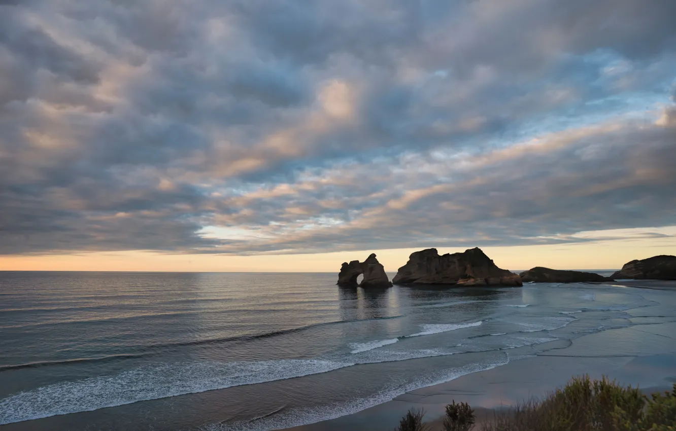 Фото обои побережье, Новая Зеландия, Wharariki Beach
