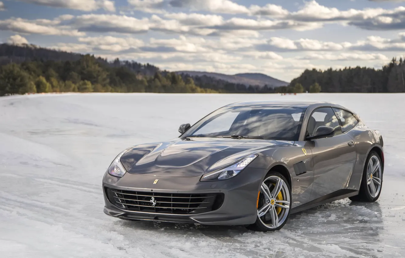 Фото обои Snow, Ice, Supercar, Ferrari FF