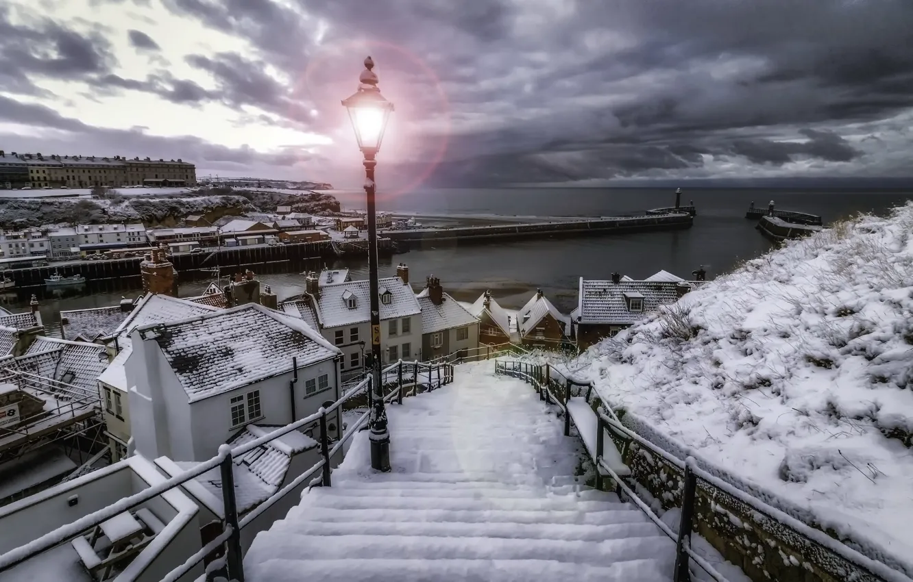 Фото обои Abbey, Whitby, Yorkshire, Saint Mary's Church