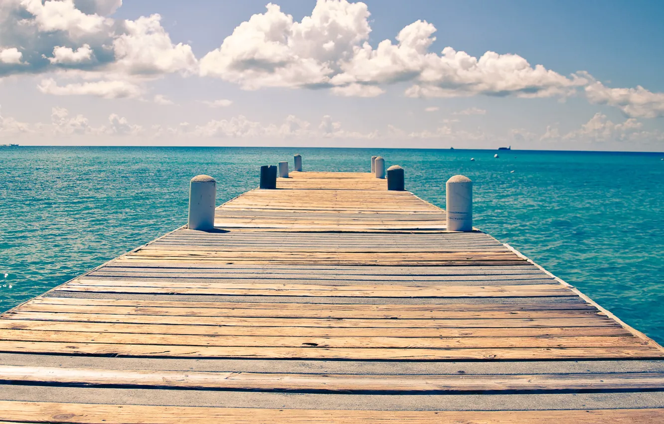 Фото обои ocean, view, dock, sunny, endless