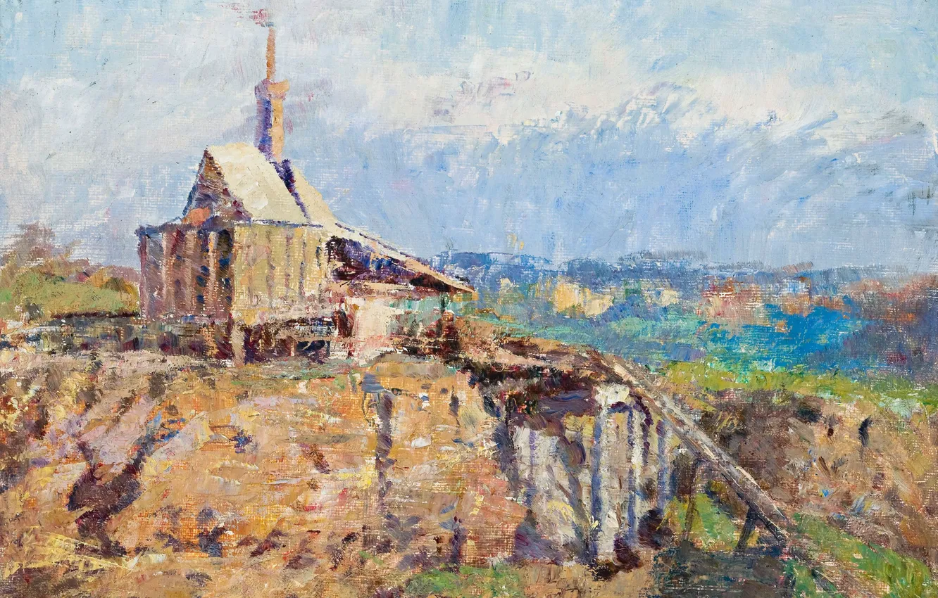 Фото обои пейзаж, картина, Frederick McCubbin, Фредерик Мак-Каббин, The Richmond Stone Crusher