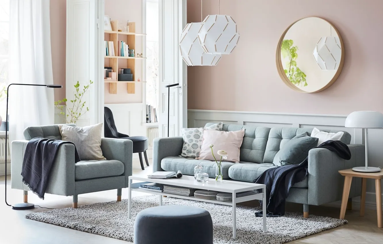 Фото обои дизайн, интерьер, гостиная, скандинавский стиль, ИКЕА, IKEA idea decor, ИКЕА декор, мебель для маленьких пространств