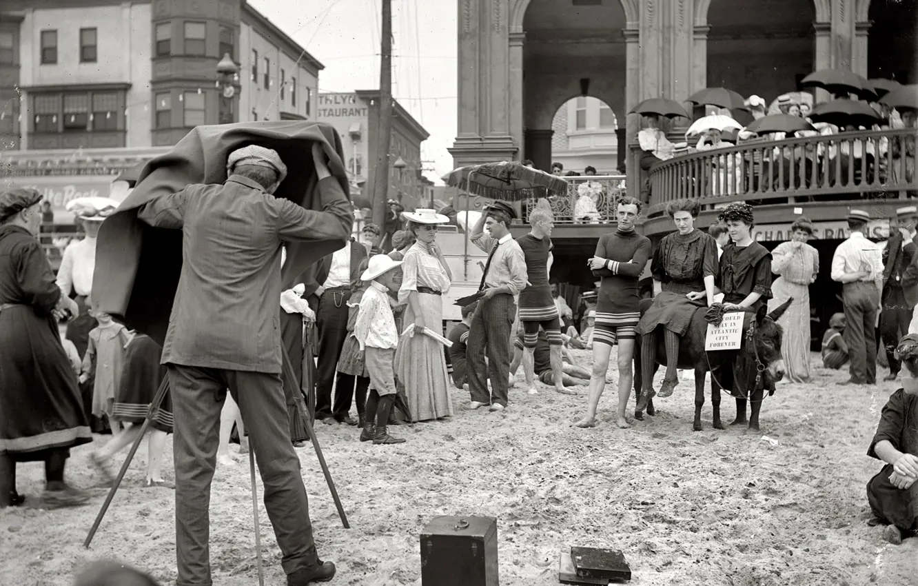 Фото обои ретро, люди, отдых, фотограф, США, досуг, 1912-й год