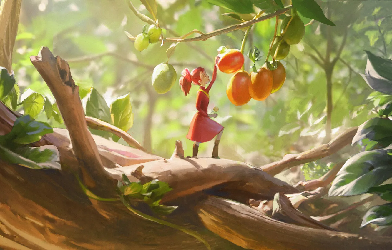 Фото обои девушка, дерево, фэнтези, Arrietty, Karigurashi no Arrietty